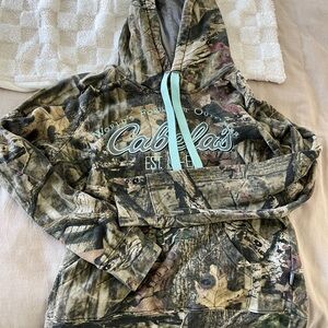 Cabela's Camouflage Hoodie with Teal Accents